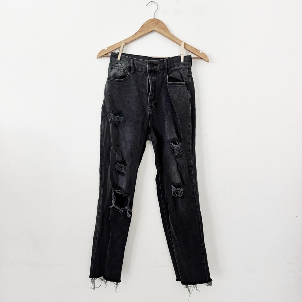 PacSun Black Ripped High Rise Straight Leg Jeans size 26